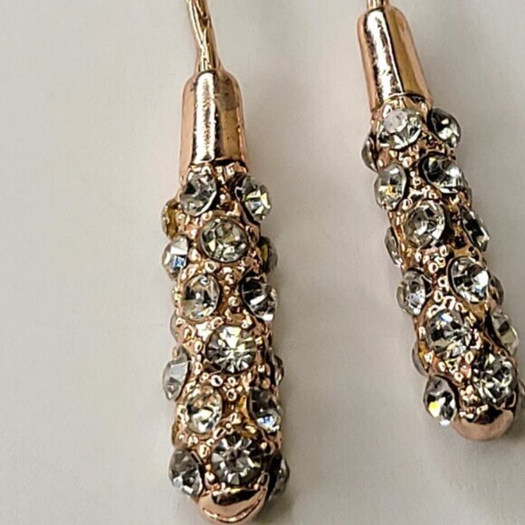 Crystal Teardrop Earring Gold tone Crystal Earring - Picture 3 of 10